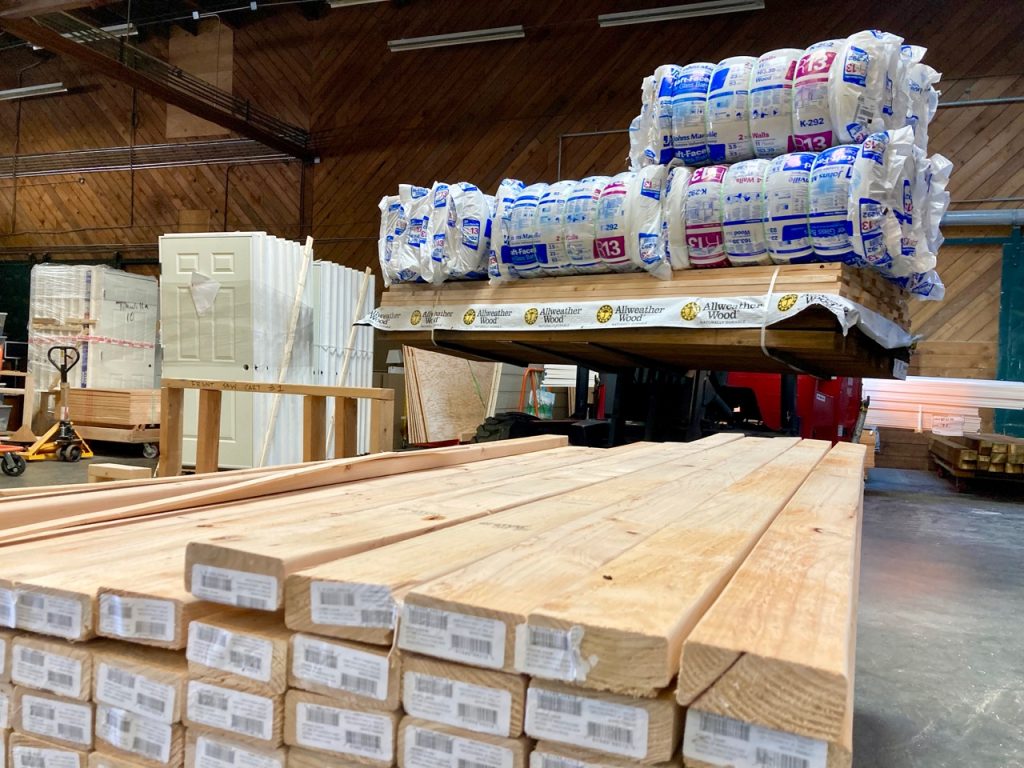 building supplies being delivered to Sound Foundations NW a non-profit builder of tiny homes for the homeless in Seattle
